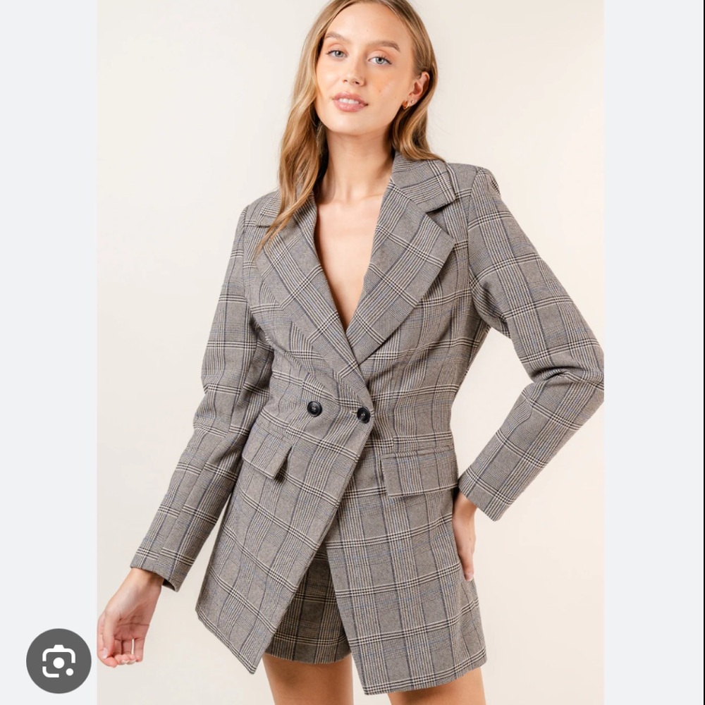 Favlux Plaid Houndstooth Blazer Skort Romper M NWOT CLASSIC TAILORED